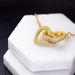 To My Granddaughter - Personalized 18k Yellow Gold Interlocked Hearts Gift Set - SS117